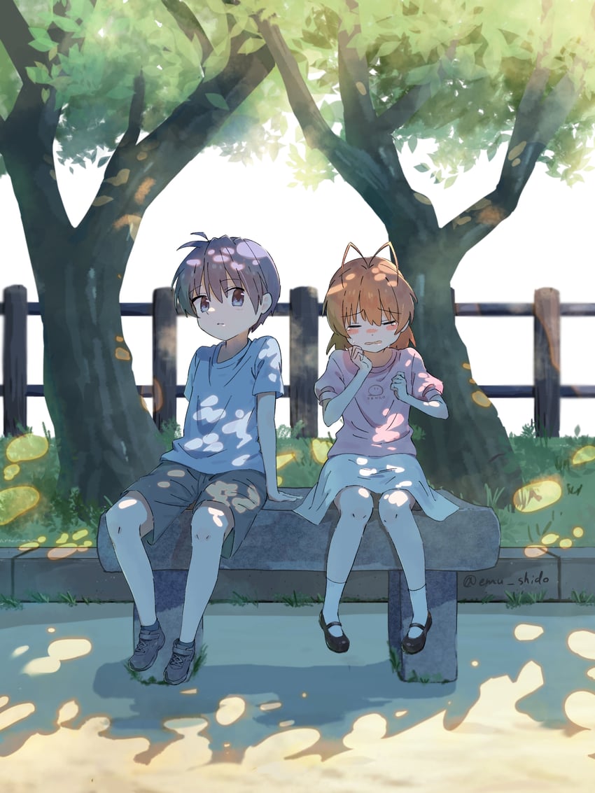 furukawa nagisa and okazaki tomoya (clannad) drawn by emu_shido