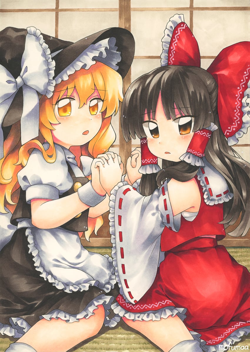 hakurei reimu and kirisame marisa (touhou) drawn by maa_(forsythia1729)