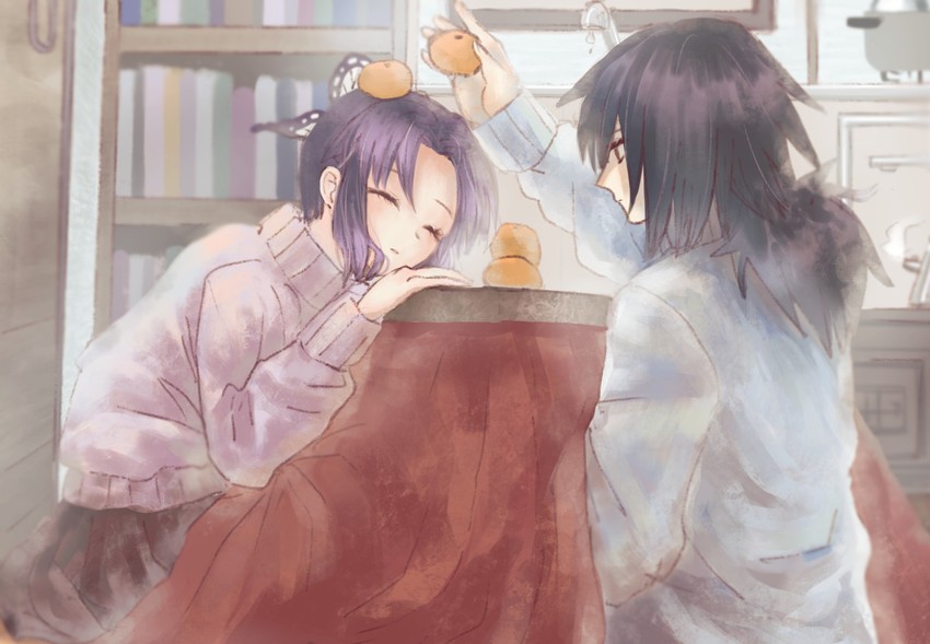 kochou shinobu and tomioka giyuu (kimetsu no yaiba) drawn by yorumi_(yonayona)
