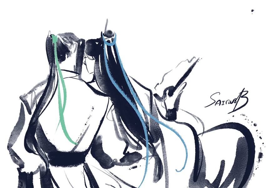 shen qingqiu and liu qingge (renzha fanpai zijiu xitong) drawn by sairusb