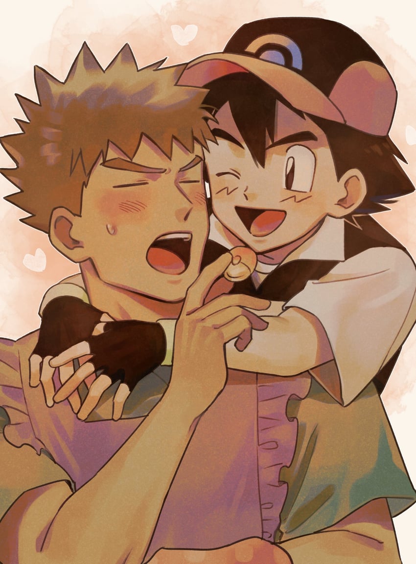 ash ketchum and brock (pokemon and 1 more) drawn by shijimi_(taurin69)