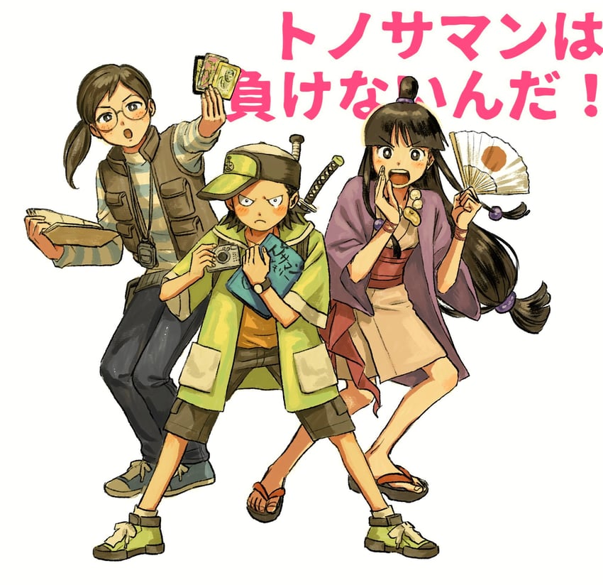 maya fey, penny nichols, and cody hackins (ace attorney and 1 more) drawn by renshu_usodayo