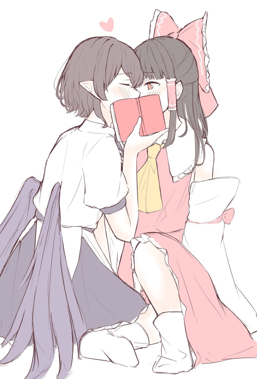 hakurei reimu and shameimaru aya (touhou) drawn by seele_(chanseele0128)