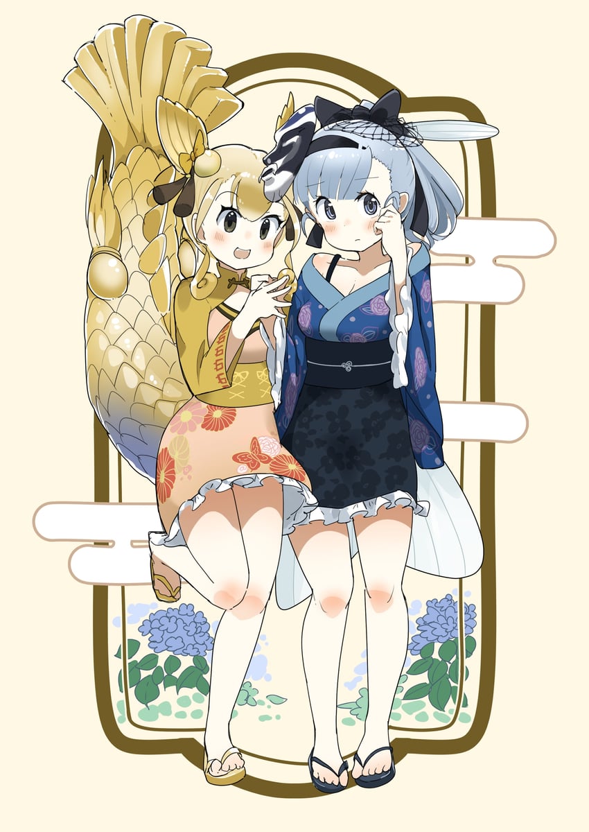 jinmen-gyo and kinshachi (kemono friends) drawn by iwa_(iwafish)