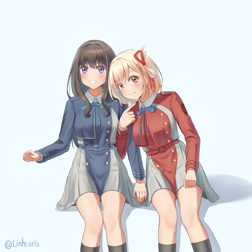 nishikigi chisato and inoue takina (lycoris recoil) drawn by linhcoris