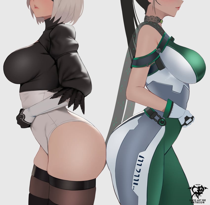 2b and eve (nier and 2 more) drawn by kaos_art