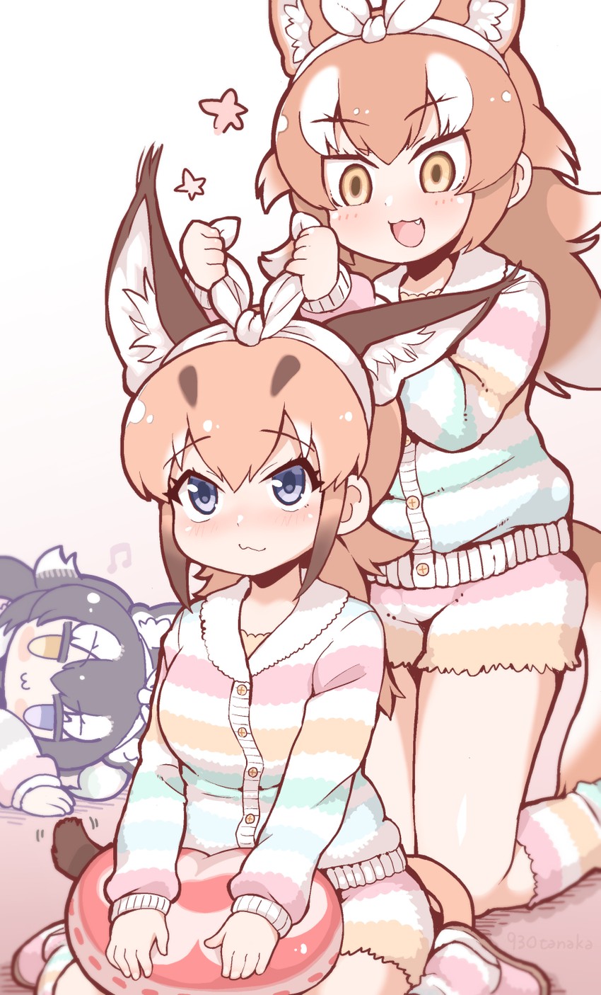 grey wolf, caracal, and japanese wolf (kemono friends and 1 more) drawn by tanaka_kusao