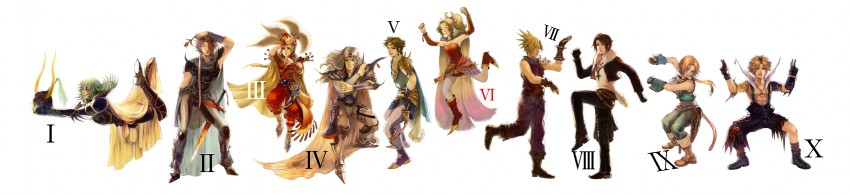cloud strife, terra branford, squall leonhart, zidane tribal, bartz klauser, and 6 more (final fantasy and 11 more) drawn by yuyayuyo