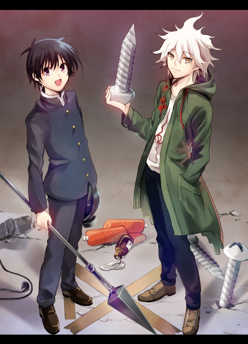 komaeda nagito, kumagawa misogi, and ogata megumi (danganronpa and 2 more) drawn by fujishima_akira