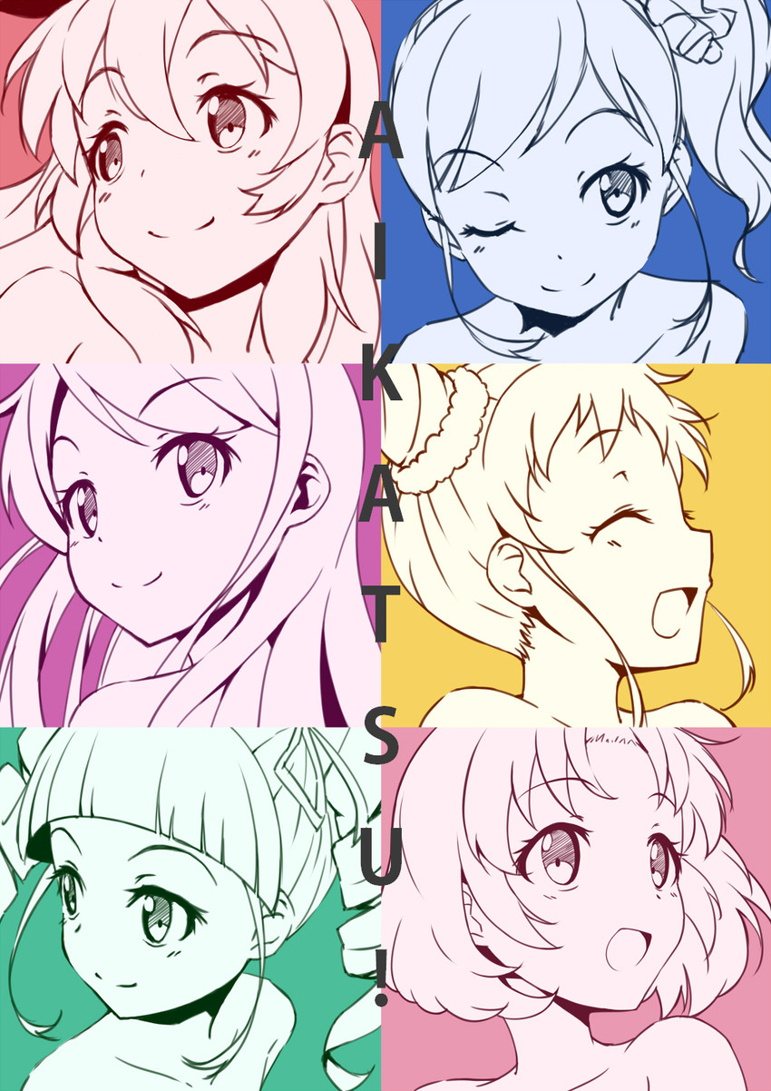 hoshimiya ichigo, kiriya aoi, todo yurika, shibuki ran, arisugawa otome, and 1 more (aikatsu!) drawn by chomo_(asymmate)