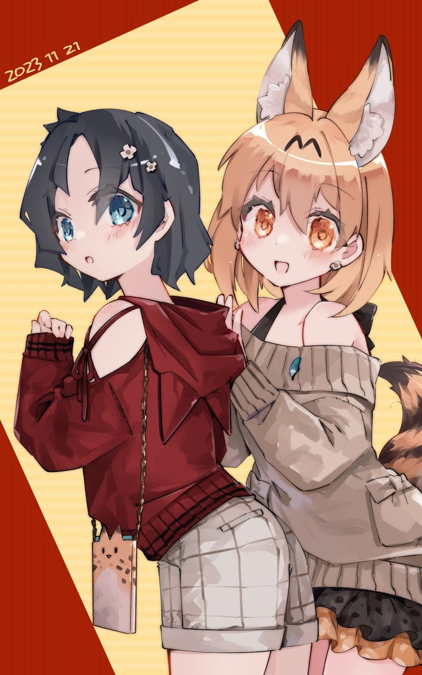 serval and kaban (kemono friends) drawn by nanana_(nanana_iz)