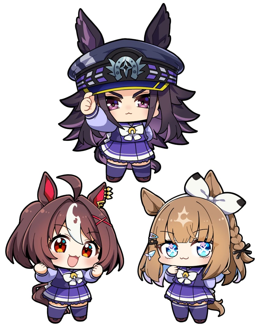 almond eye, gran alegria, and fenomeno (umamusume) drawn by plover