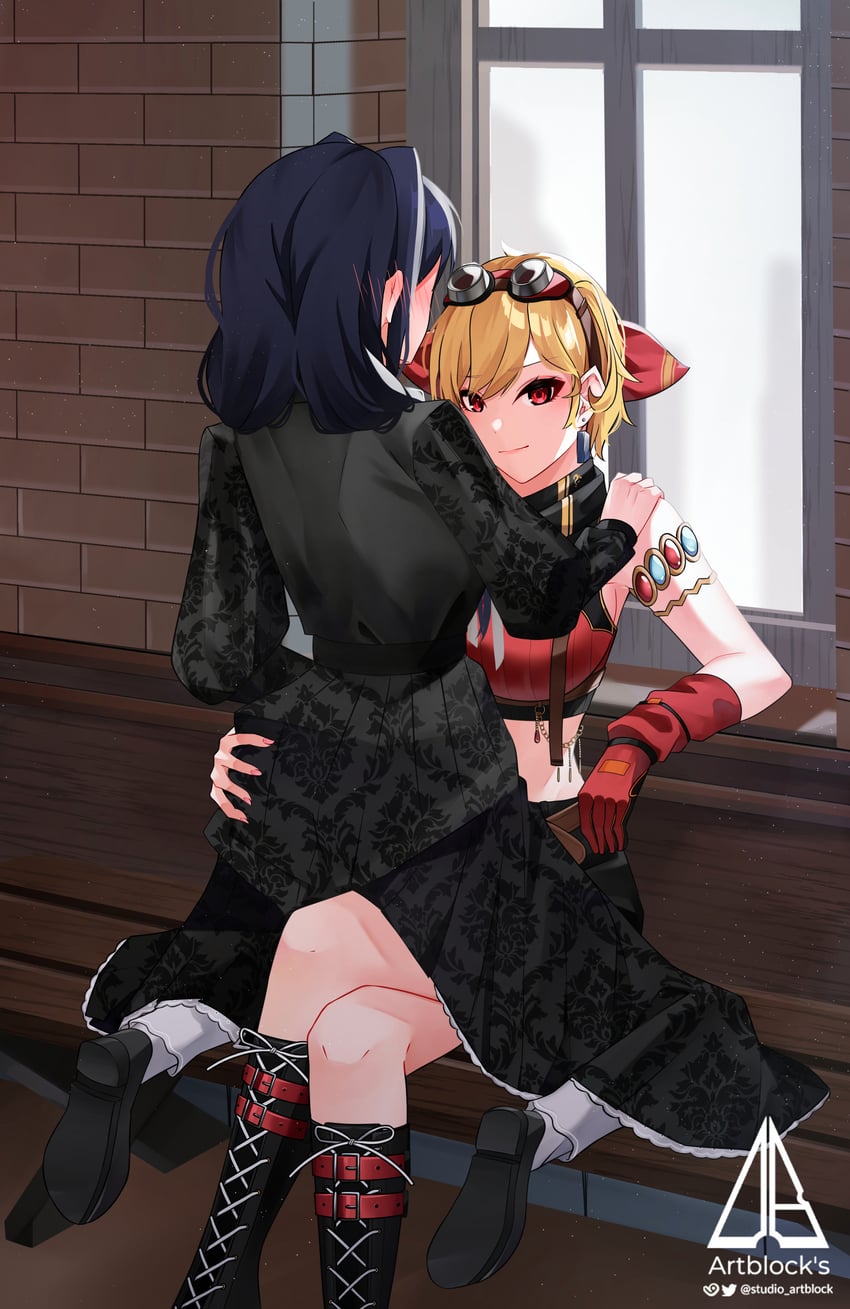 ouro kronii and kaela kovalskia (hololive and 2 more) drawn by blanc_(studio_artblock)