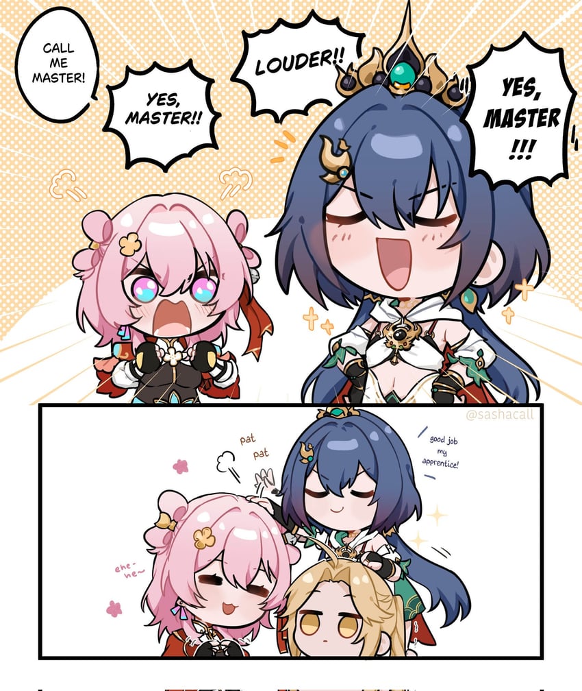 march 7th, yunli, and yanqing (honkai and 1 more) drawn by sashacall