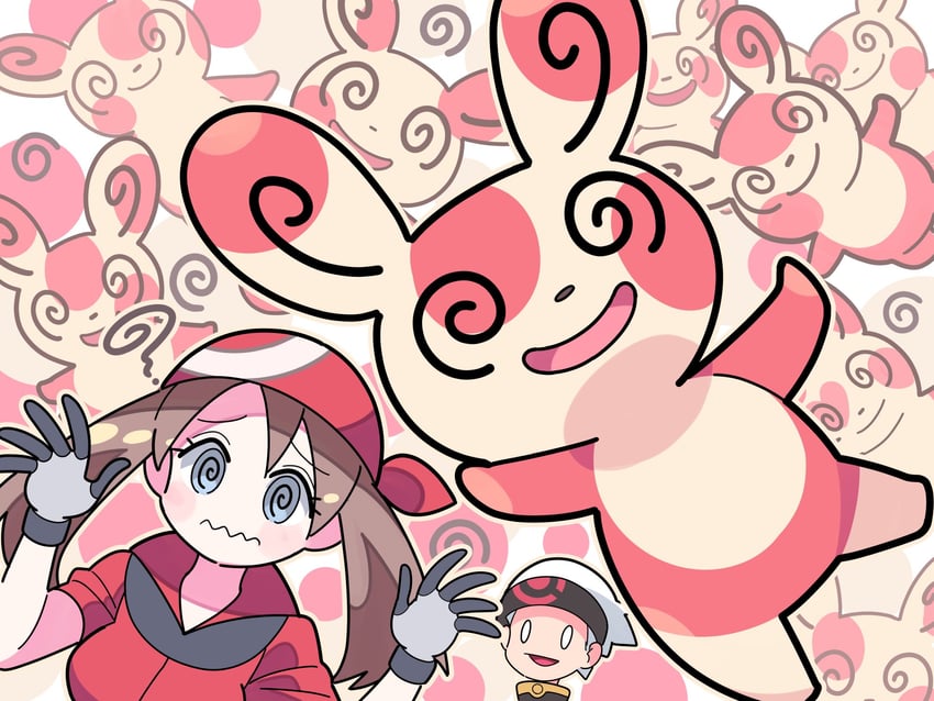 may, brendan, and spinda (pokemon and 1 more) drawn by stchame