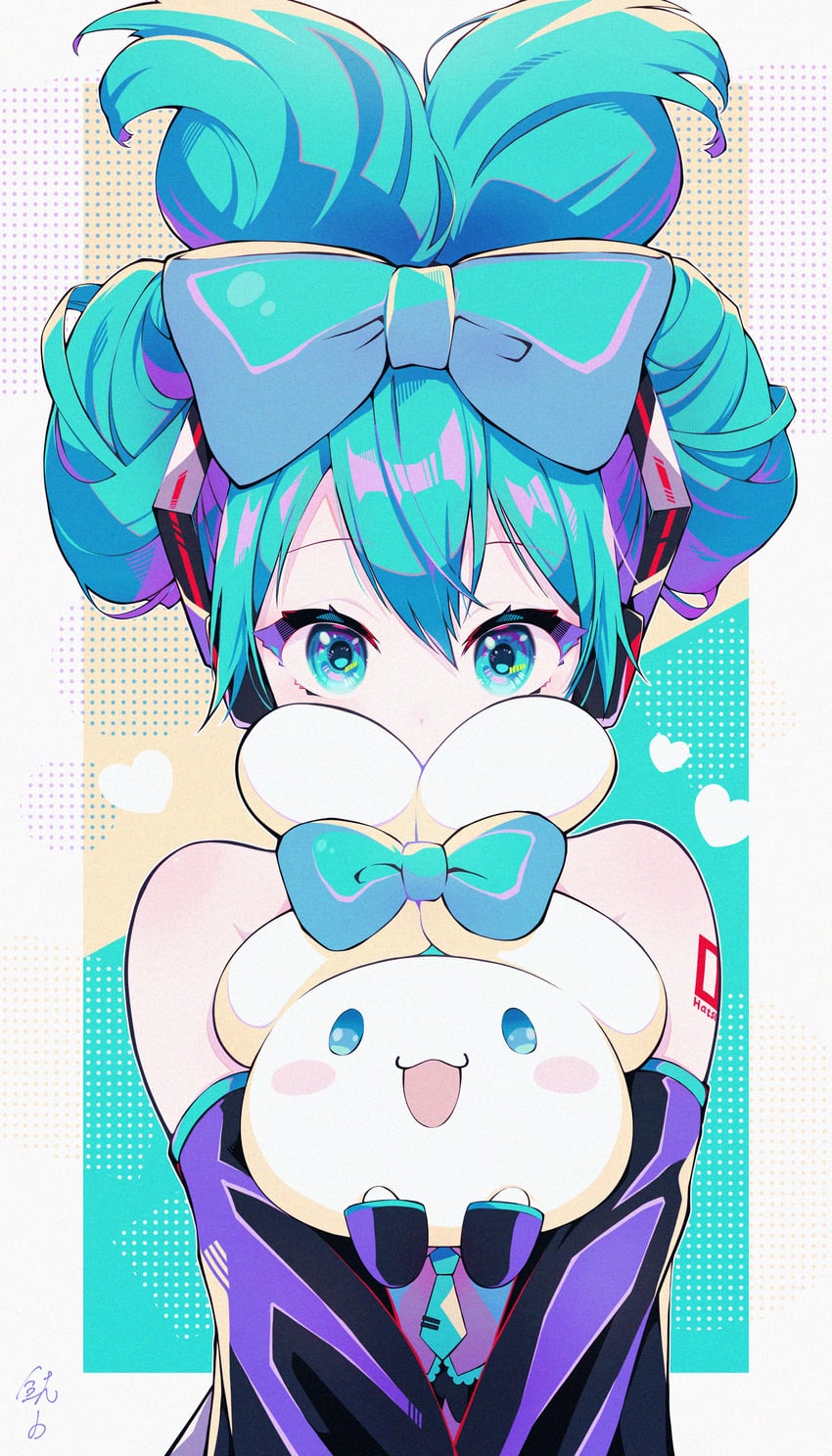 hatsune miku, cinnamoroll, and cinnamiku (vocaloid and 2 more) drawn by shachi_no_maru