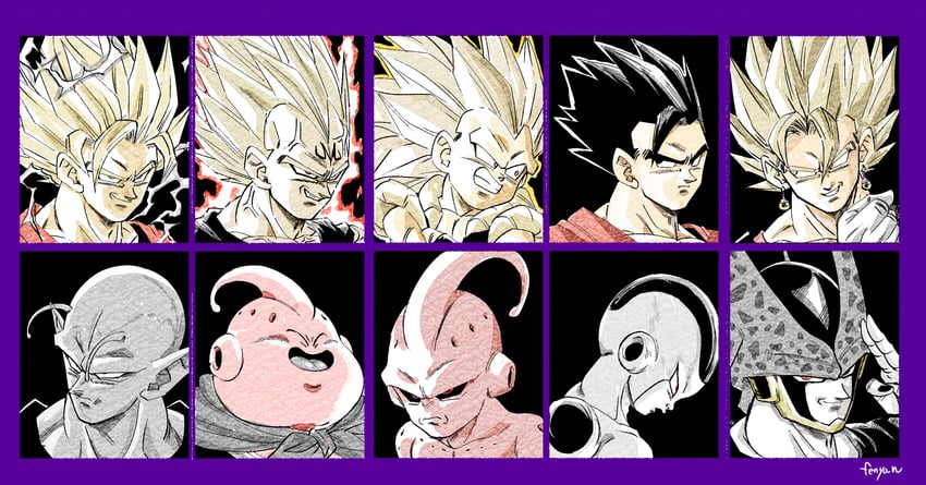 son goku, vegeta, son gohan, piccolo, vegetto, and 9 more (dragon ball and 2 more) drawn by fenyon