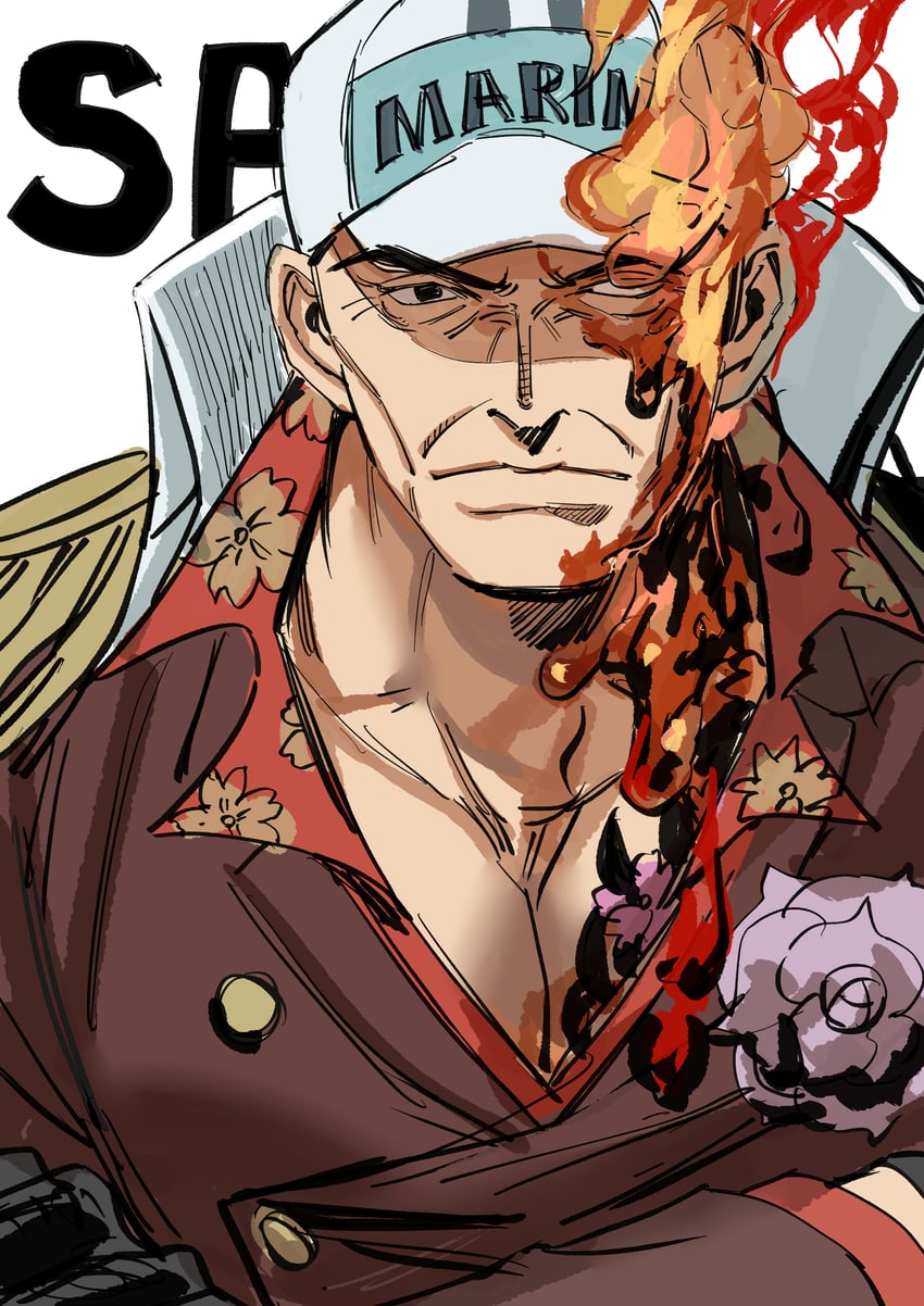 sakazuki (one piece) drawn by santagawa