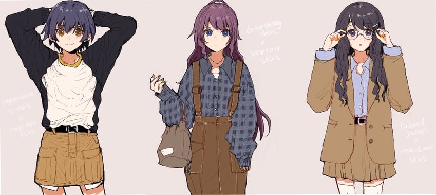 senjougahara hitagi, hanekawa tsubasa, and kanbaru suruga (monogatari and 1 more) drawn by valhalla0707