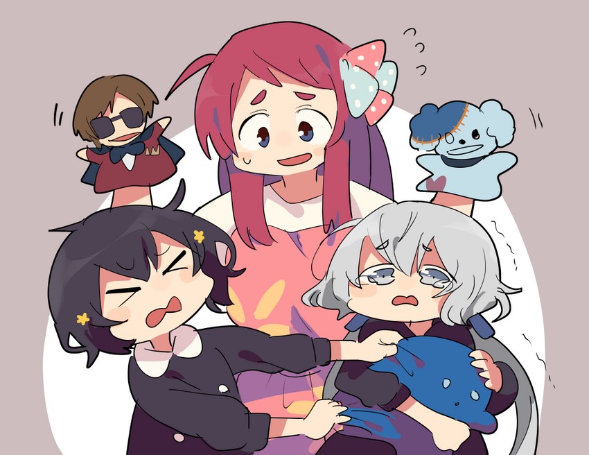 konno junko, minamoto sakura, mizuno ai, tatsumi koutarou, and romero (zombie land saga) drawn by nakkasu