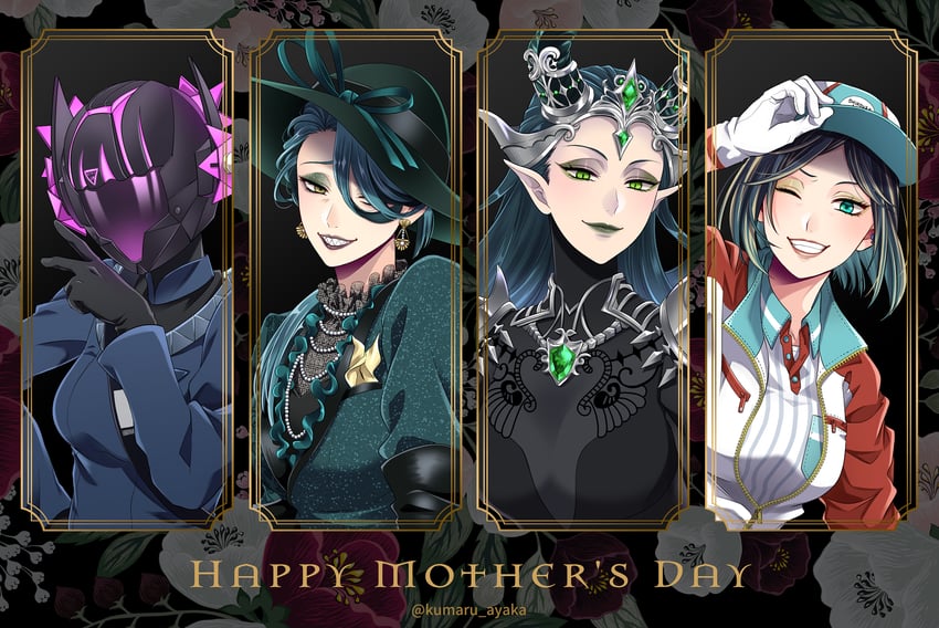 meleanor draconia, georgina leech, dylla spade, and mrs. shroud (twisted wonderland) drawn by kumaru_ayaka