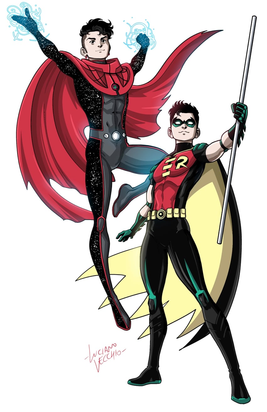 robin, wiccan, and tim drake (marvel and 4 more) drawn by lucianovecchio