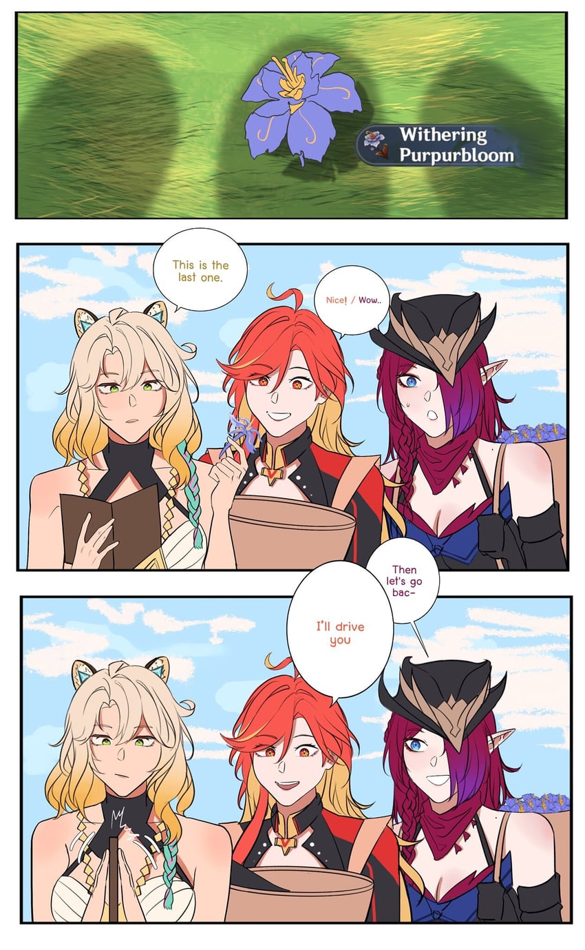 lumine, mavuika, xilonen, and chasca (genshin impact) drawn by tierchi
