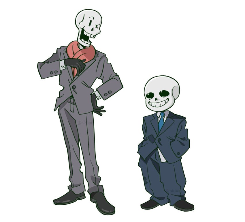sans, reigen arataka, papyrus, and serizawa katsuya (undertale and 1 more) drawn by nicuoi