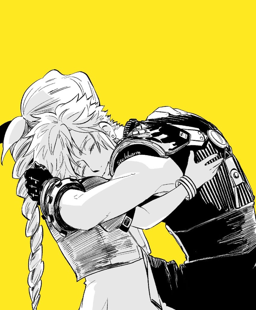 cloud strife and aerith gainsborough (final fantasy and 3 more) drawn by steltharm