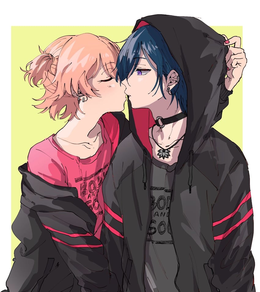 hinata mahiru and atago rentaro (dankira!!!) drawn by ikashim_(scp_ika)