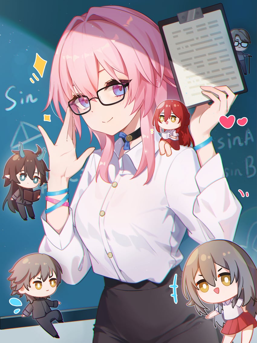 trailblazer, stelle, march 7th, caelus, dan heng, and 2 more (honkai and 1 more) drawn by huang_tie_lin