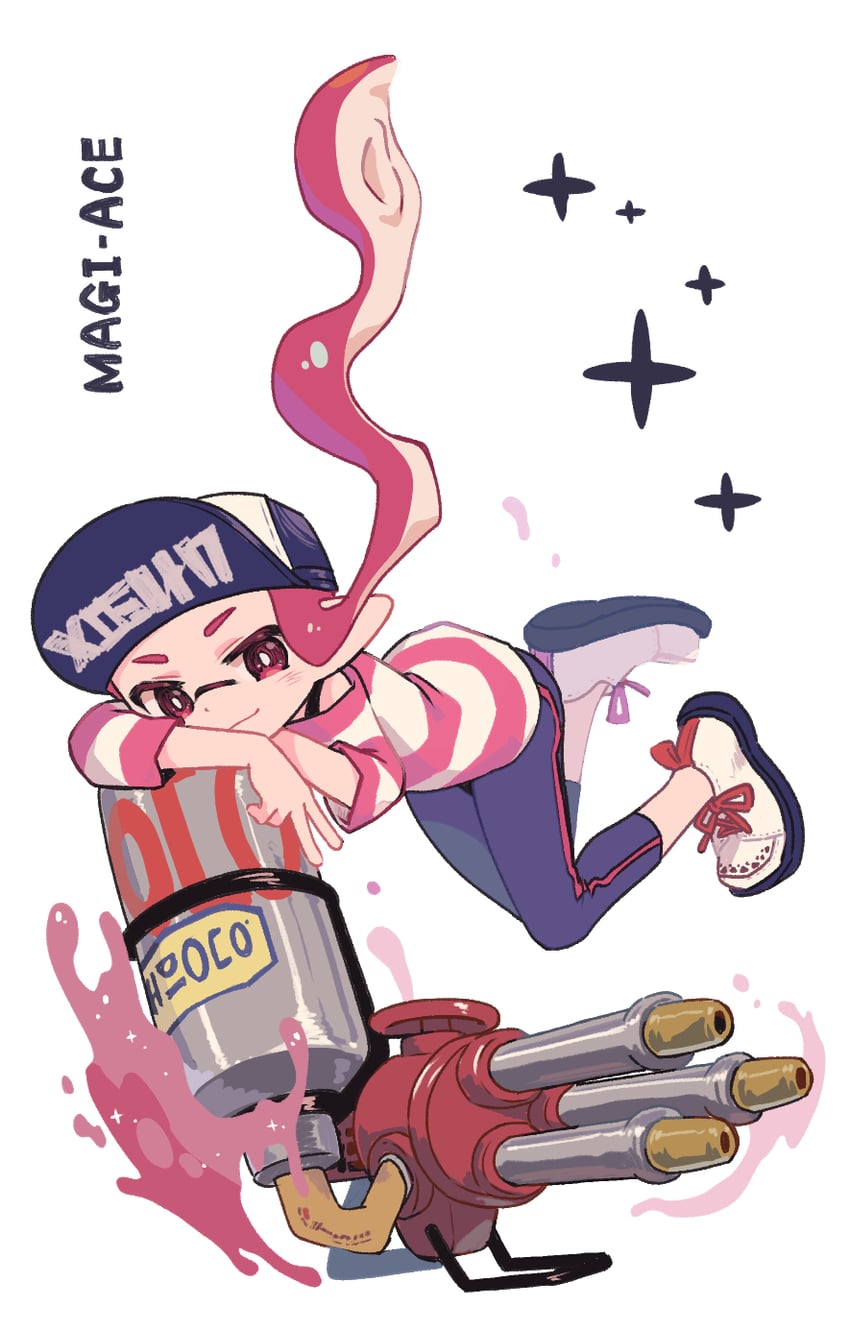 inkling player character and inkling girl (splatoon) drawn by rechain