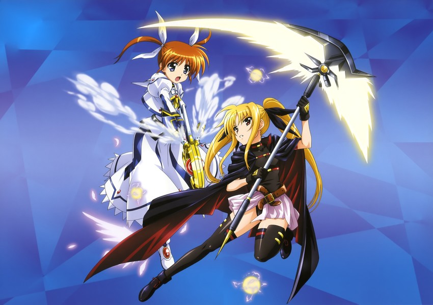fate testarossa, takamachi nanoha, raising heart, and bardiche (lyrical nanoha and 2 more)