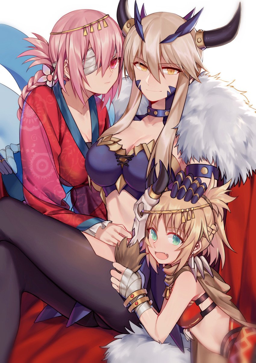 artoria pendragon, mordred, and florence nightingale (fate and 1 more) drawn by yorukun