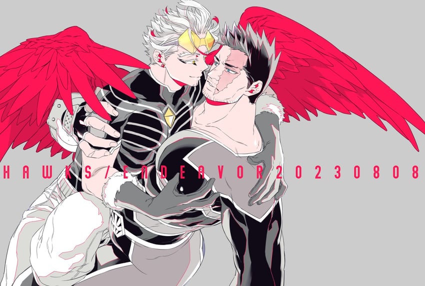 endeavor and hawks (boku no hero academia) drawn by dot_(pnt_sgr)