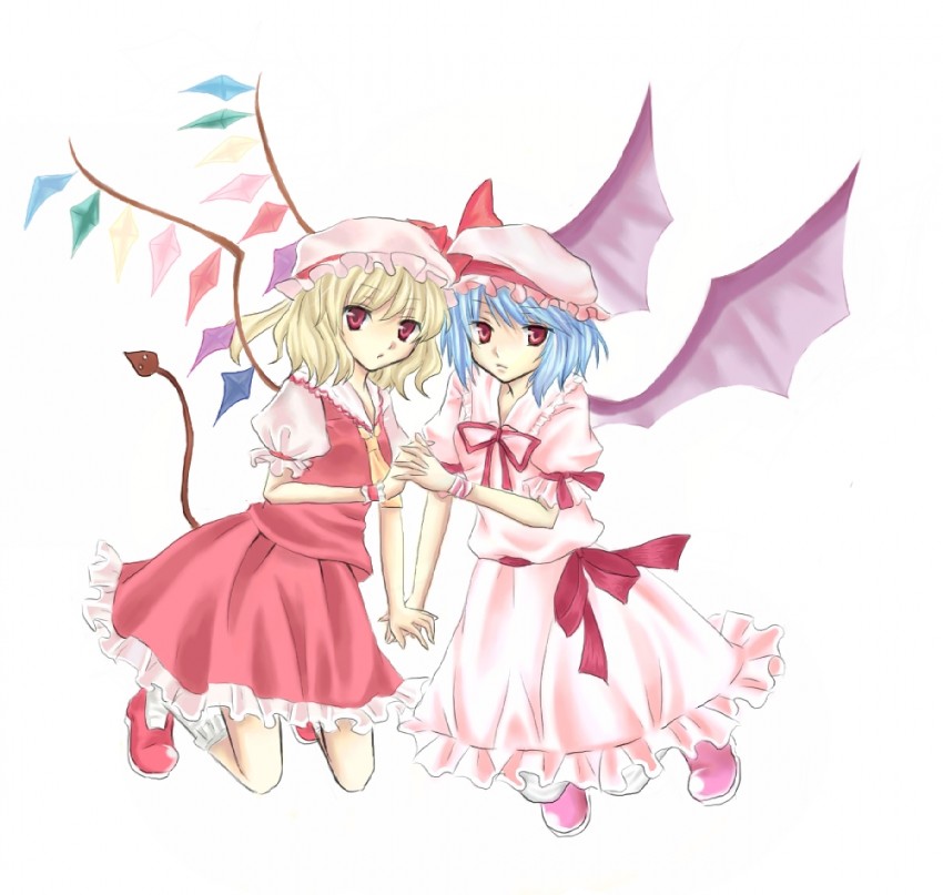 remilia scarlet and flandre scarlet (touhou) drawn by ran_(hyhy)