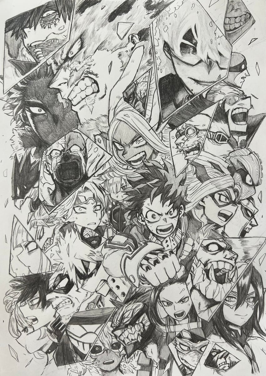 midoriya izuku, mirko, bakugou katsuki, toga himiko, todoroki shoto, and 24 more (boku no hero academia) drawn by nagatomo1565