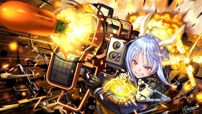 usada pekora, pekomon, and sam porter bridges (hololive and 1 more) drawn by hikosan