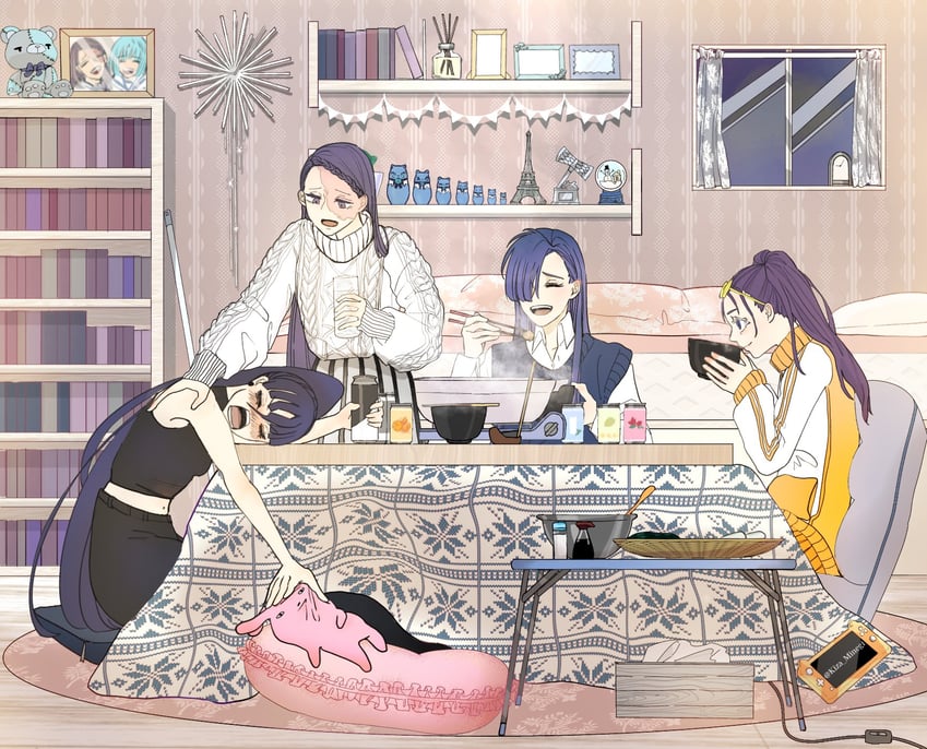 naima, merry, gira-gira-chan, odo-chan, and akuru-chan (ado and 5 more) drawn by kiza_minegi
