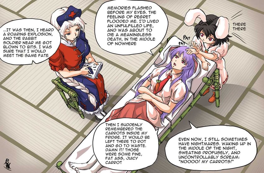 reisen udongein inaba, inaba tewi, and yagokoro eirin (touhou) drawn by buhbuhbored