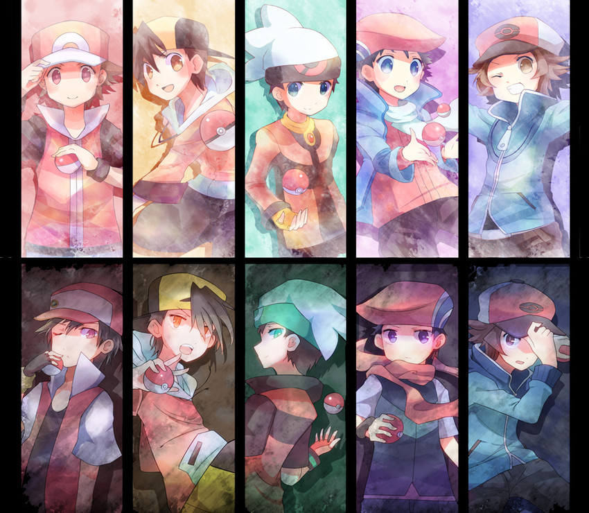 red, ethan, hilbert, brendan, and lucas (pokemon and 9 more) drawn by cocoloco