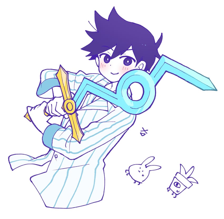 hero, bug bunny, and potted plant (omori) drawn by doroidsan