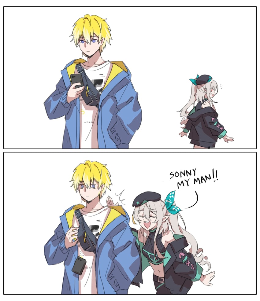 pomu rainpuff and sonny brisko (nijisanji and 1 more) drawn by maplesights