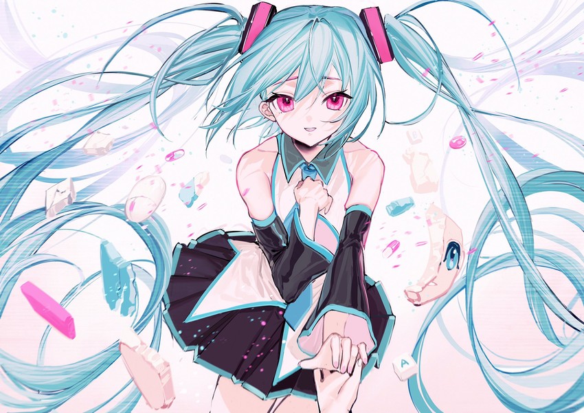 hatsune miku and master (vocaloid and 1 more) drawn by rumoon