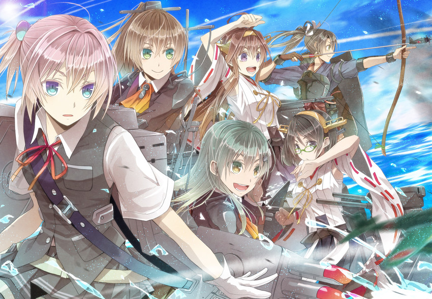 kongou, zuikaku, suzuya, shiranui, kirishima, and 1 more (kantai collection) drawn by mizuchaya_youkan