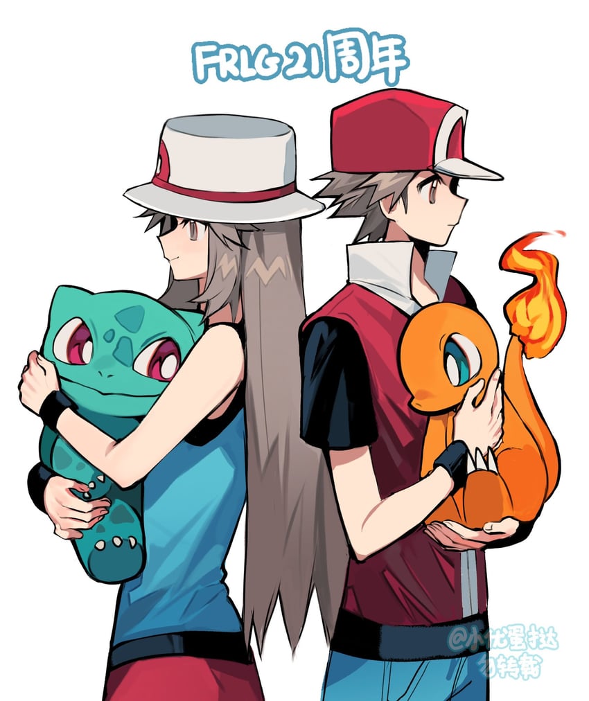 red, leaf, bulbasaur, and charmander (pokemon and 1 more) drawn by ki2ri5