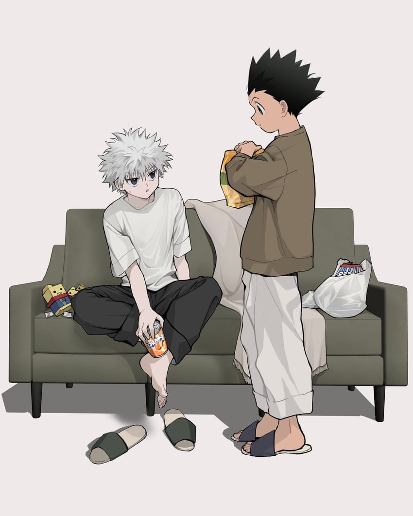 killua zoldyck and gon freecss (hunter x hunter) drawn by sha_nato