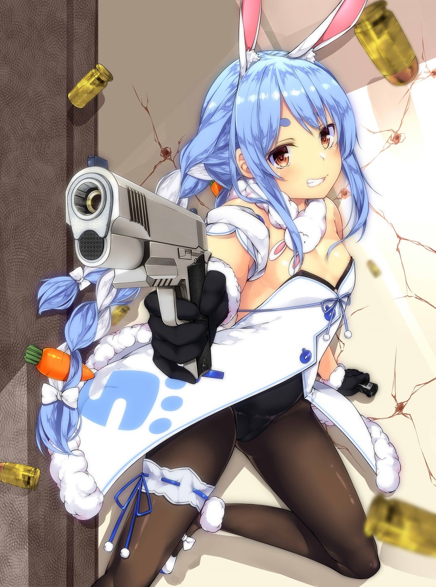 usada pekora and don-chan (hololive) drawn by tries