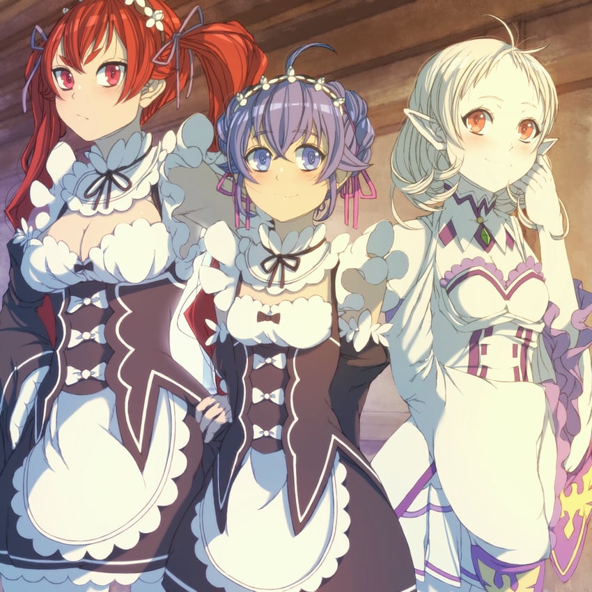rem, emilia, ram, roxy migurdia, eris greyrat, and 1 more (re:zero kara hajimeru isekai seikatsu and 1 more) drawn by kiyo_(a_sam_ko)