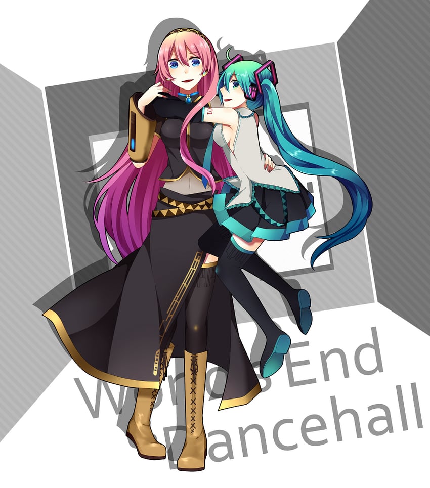 hatsune miku and megurine luka (vocaloid and 1 more) drawn by kogarashi_midori